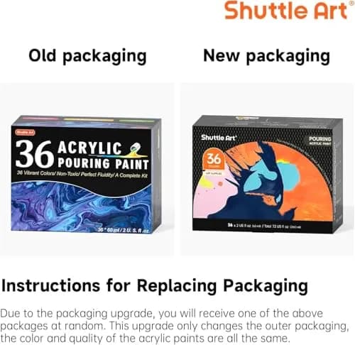 Shuttle Art Acrylic Pouring Paint, Set of 36 Bottles (2 oz/60ml) Pre-Mixed High-Flow Supplies with Canvas & Tools thumbnail 3