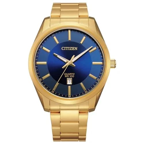 Citizen Quartz BI1032-58L Men's Watch 42mm (1.65 in) Gold-Tone Stainless Steel Bracelet with Blue Dial | Classic Analog Watch thumbnail 1