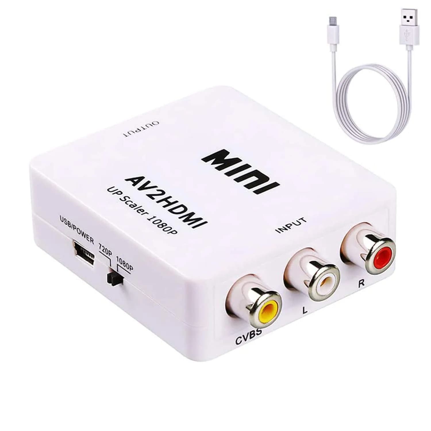ABLEWE RCA to HDMI Converter 1080P AV to HDMI Composite Video Audio Adapter Support PAL/NTSC — White