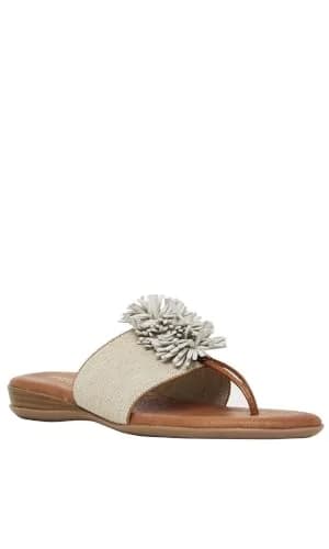 André Assous Novalee Flat, Beige Linen | Stylish Summer Thong Sandal for Women thumbnail 1