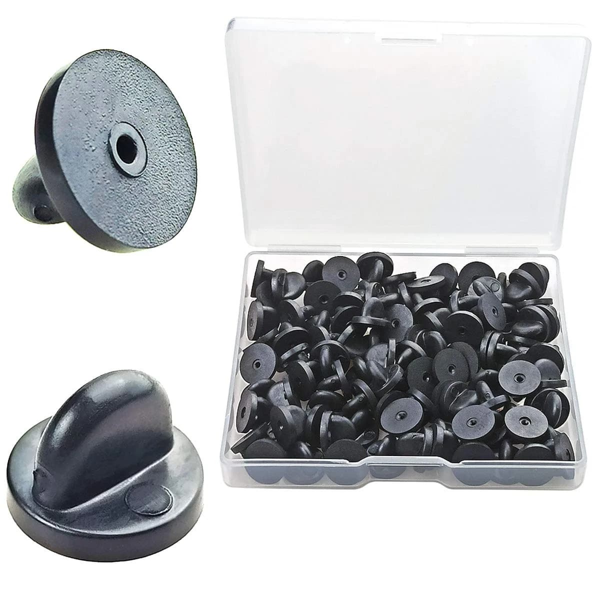 TTSAM Rubber Pin Backings Butterfly Clutch Pin Backs 11mm (0.433 inch) Black, Pack of 50 | Secure Replacement for Lapel Pins — 100PCS