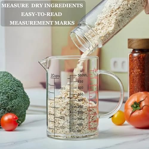 Ackers BORO3.3 Glass Measuring Cup 500ml | Insulated Handle & V-Shaped Spout thumbnail 3