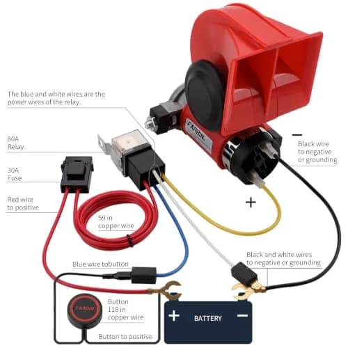 FARBIN 150dB Loud Air Horn Kit with Compressor 12V | Universal Fit for Trucks, Cars, SUVs thumbnail 6