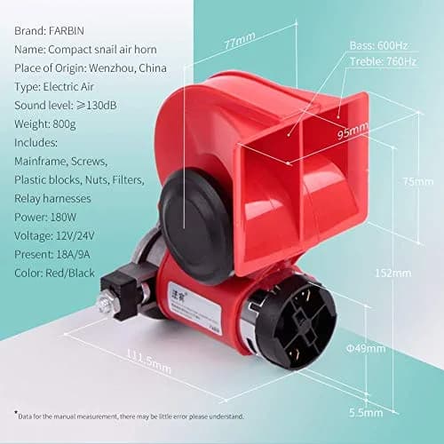 FARBIN 150dB Loud Air Horn Kit with Compressor 12V | Universal Fit for Trucks, Cars, SUVs thumbnail 3