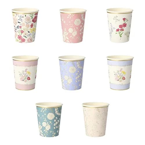 Meri Meri Flower Cups for Parties | Floral Floral Design, 9oz Capacity, Pack of 8 thumbnail 1