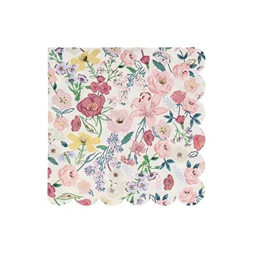 Meri Meri Garden Floral Napkins 16 Pack | Thick 3-Ply Paper, Floral Design, Scalloped Edge, Disposable, Large 6.5x6.5 inches thumbnail 4