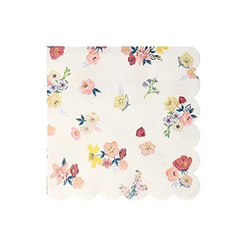 Meri Meri Garden Floral Napkins 16 Pack | Thick 3-Ply Paper, Floral Design, Scalloped Edge, Disposable, Large 6.5x6.5 inches thumbnail 5