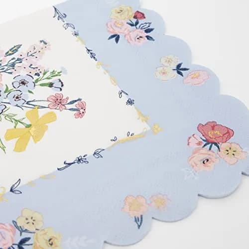Meri Meri Garden Floral Napkins 16 Pack | Thick 3-Ply Paper, Floral Design, Scalloped Edge, Disposable, Large 6.5x6.5 inches thumbnail 2
