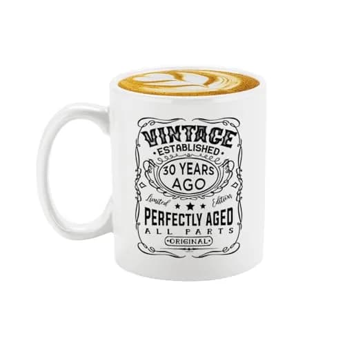 Veracco Vintage Established 1995 30th Birthday Ceramic Coffee Mug 325ml (11 Fl Oz) | Funny Gift for Him Her thumbnail 1
