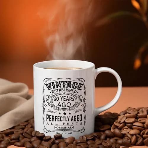Veracco Vintage Established 1995 30th Birthday Ceramic Coffee Mug 325ml (11 Fl Oz) | Funny Gift for Him Her thumbnail 4