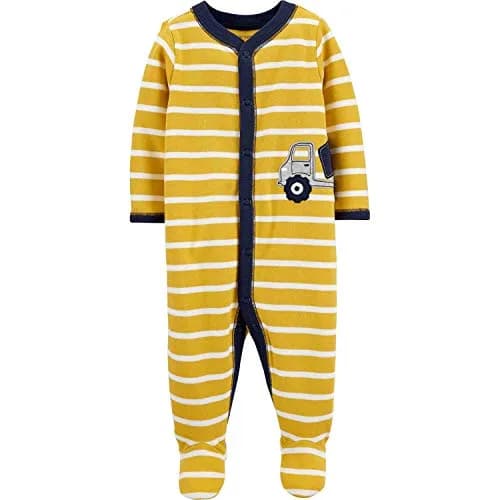Carter's Newborn Boys' Interlock Pajamas 115g219 | Yellow/Navy Classic Cotton thumbnail 1