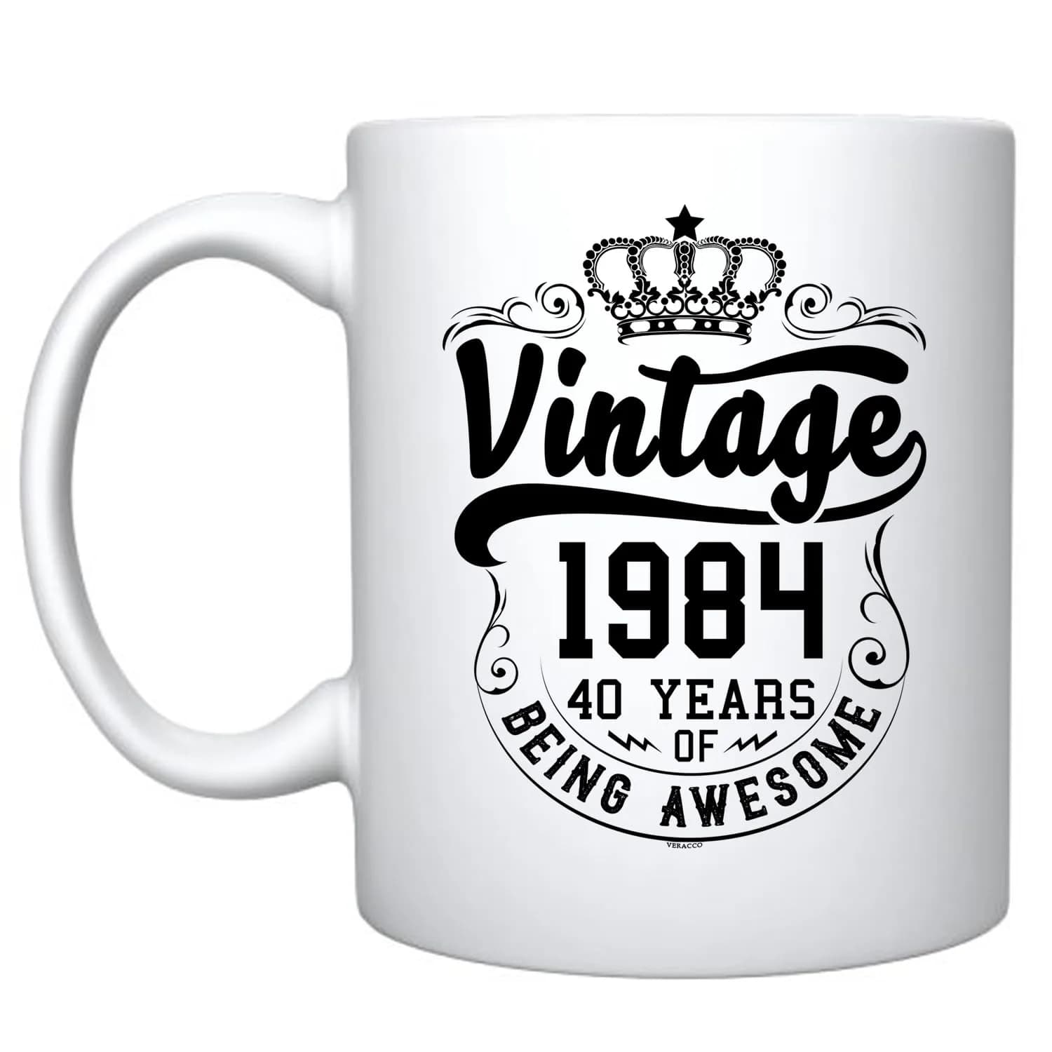 Veracco 1984 40 Years Of Being Awesome Ceramic Coffee Mug 11oz (325ml) | 40th Birthday Gift For Him Her — White