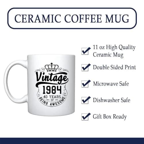 Veracco 1984 40 Years Of Being Awesome Ceramic Coffee Mug 11oz (325ml) | 40th Birthday Gift For Him Her thumbnail 3