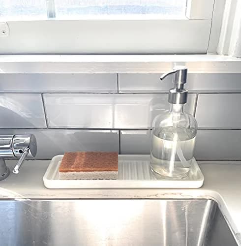 Happitasa Silicone Sink and Surface Organizer Tray, 12"x4" | Heat Safe, Dishwasher Safe, Bathroom & Kitchen thumbnail 2
