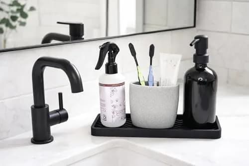 Happitasa Silicone Sink and Surface Organizer Tray, 12"x4" | Heat Safe, Dishwasher Safe, Bathroom & Kitchen thumbnail 5