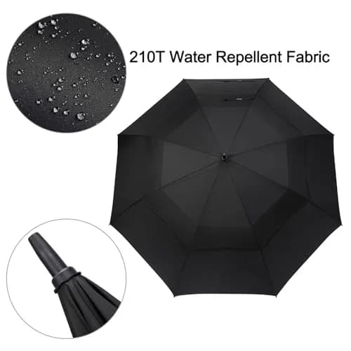 G4Free 72 Inch Oversize Golf Umbrella Auto Open Double Canopy Windproof Black thumbnail 5