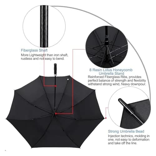 G4Free 72 Inch Oversize Golf Umbrella Auto Open Double Canopy Windproof Black thumbnail 7