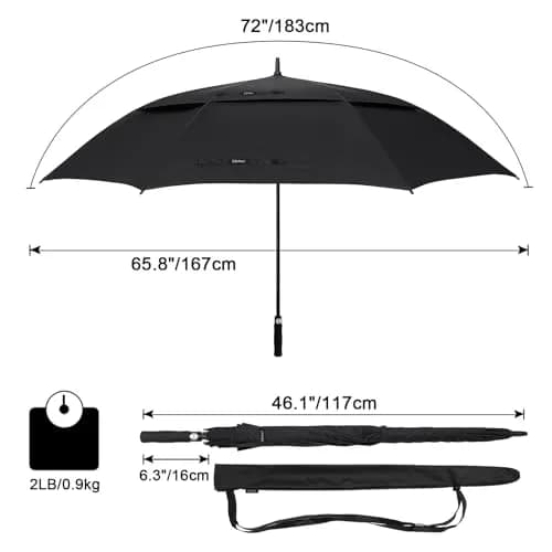 G4Free 72 Inch Oversize Golf Umbrella Auto Open Double Canopy Windproof Black thumbnail 3