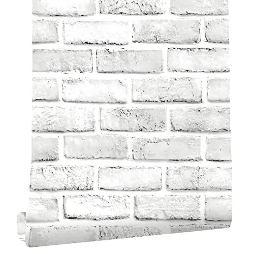 Cohoo Home White Brick Wallpaper Peel and Stick 45cm x 305cm | Realistic Faux Brick Look for Walls thumbnail 1