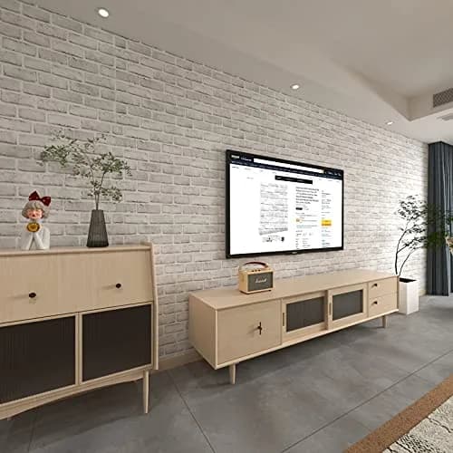 Cohoo Home White Brick Wallpaper Peel and Stick 45cm x 305cm | Realistic Faux Brick Look for Walls thumbnail 3