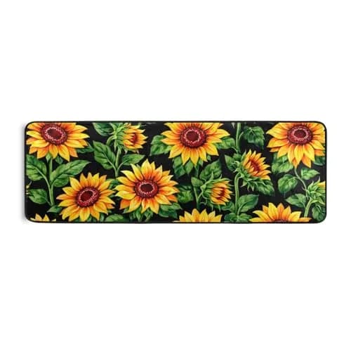 Senya Sunflower Floral Kitchen Rugs 72" x 24" | Non-Slip Water Absorbent Floor Mat thumbnail 1