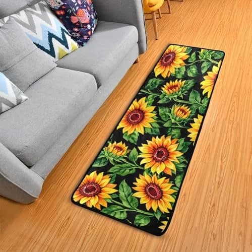 Senya Sunflower Floral Kitchen Rugs 72" x 24" | Non-Slip Water Absorbent Floor Mat thumbnail 4