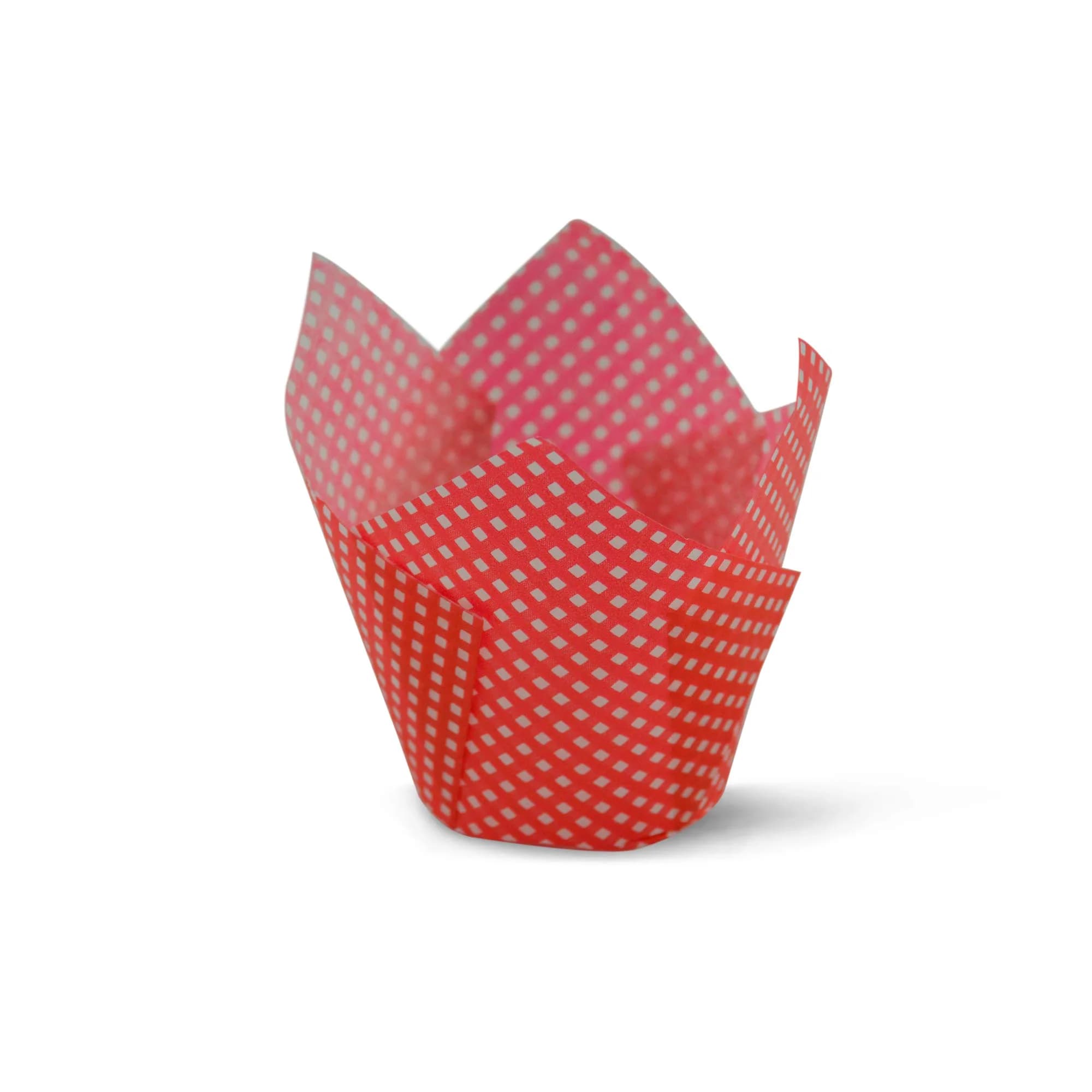 SimpleGood Red Check Medium Size Tulip Baking Cups Cupcake Liners 100 | Professional Muffin Liners for Baking — Red Check