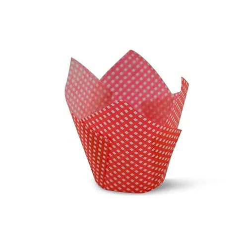 SimpleGood Red Check Medium Size Tulip Baking Cups Cupcake Liners 100 | Professional Muffin Liners for Baking thumbnail 1