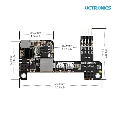 UCTRONICS PoE HAT for Raspberry Pi 4B/3B+ | Power Over Ethernet Support 802.3af thumbnail 2