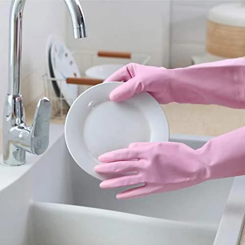 HSL Latex-Free Cleaning Gloves, Cotton Flocked Liner, 2 Pairs, Medium (135 g / 0.3 lb) thumbnail 4