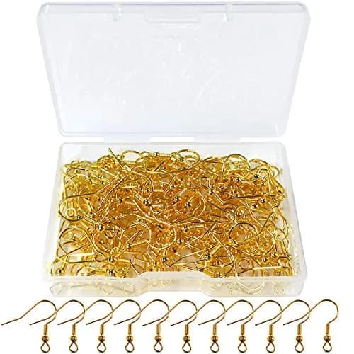 TTSAM Gold Plated Earring Hooks with Ball and Coil, Hypoallergenic Ear Wires for Jewelry Making | 120 Pcs (19x18mm) thumbnail 1