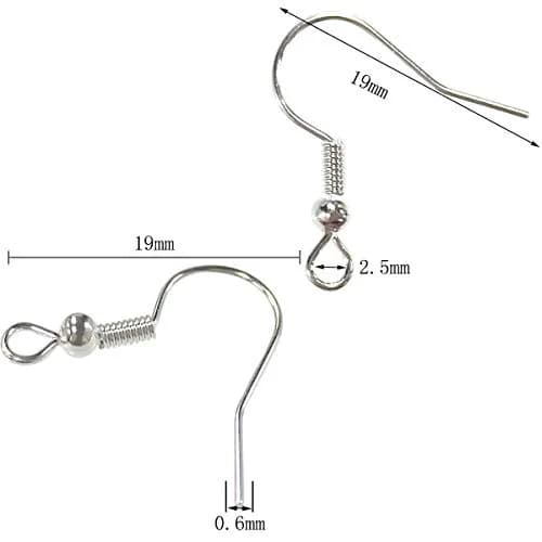 TTSAM Silver Plated Earring Hooks with Ball and Coil, Hypoallergenic Alloy Ear Wires (120 Pcs, 19x18 mm) thumbnail 6