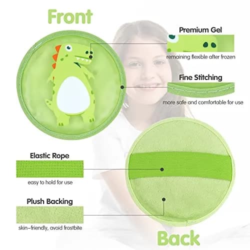 Hilph Kids Dino Ice Packs with Plush Strap - Set of 3 Flexible Gel Packs for Boo Boos - view 3