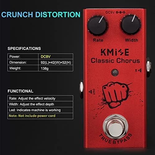 lotmusic Classic Chorus Electric Guitar Effects Pedal 92mm (3.62in) | True Bypass Analog Chorus thumbnail 5