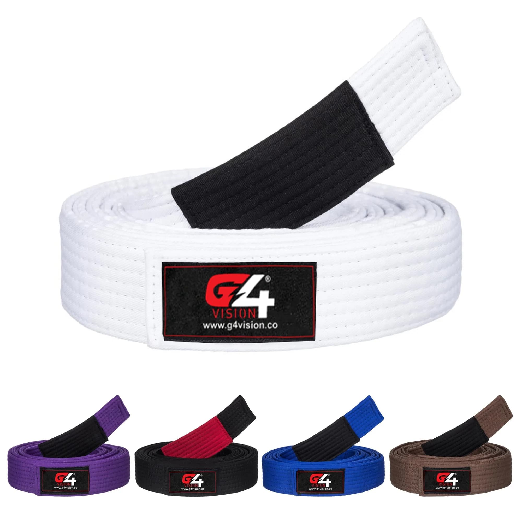 G4 VISION Jiu Jitsu Belt BJJ Belts Brazilian Adult A3 | Durable, Expert-Made, 4cm Wide — White