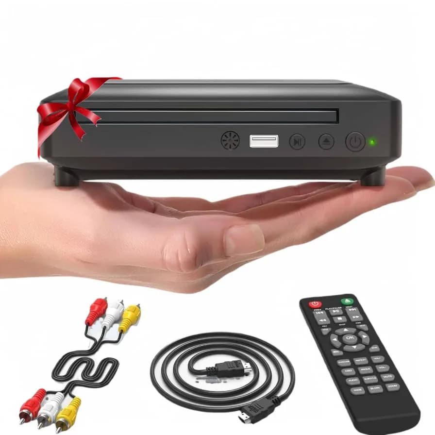 Ceihoit Mini HD DVD Player 19.6cm (7.7in) Black | Upscaling to 1080p for Home Theater