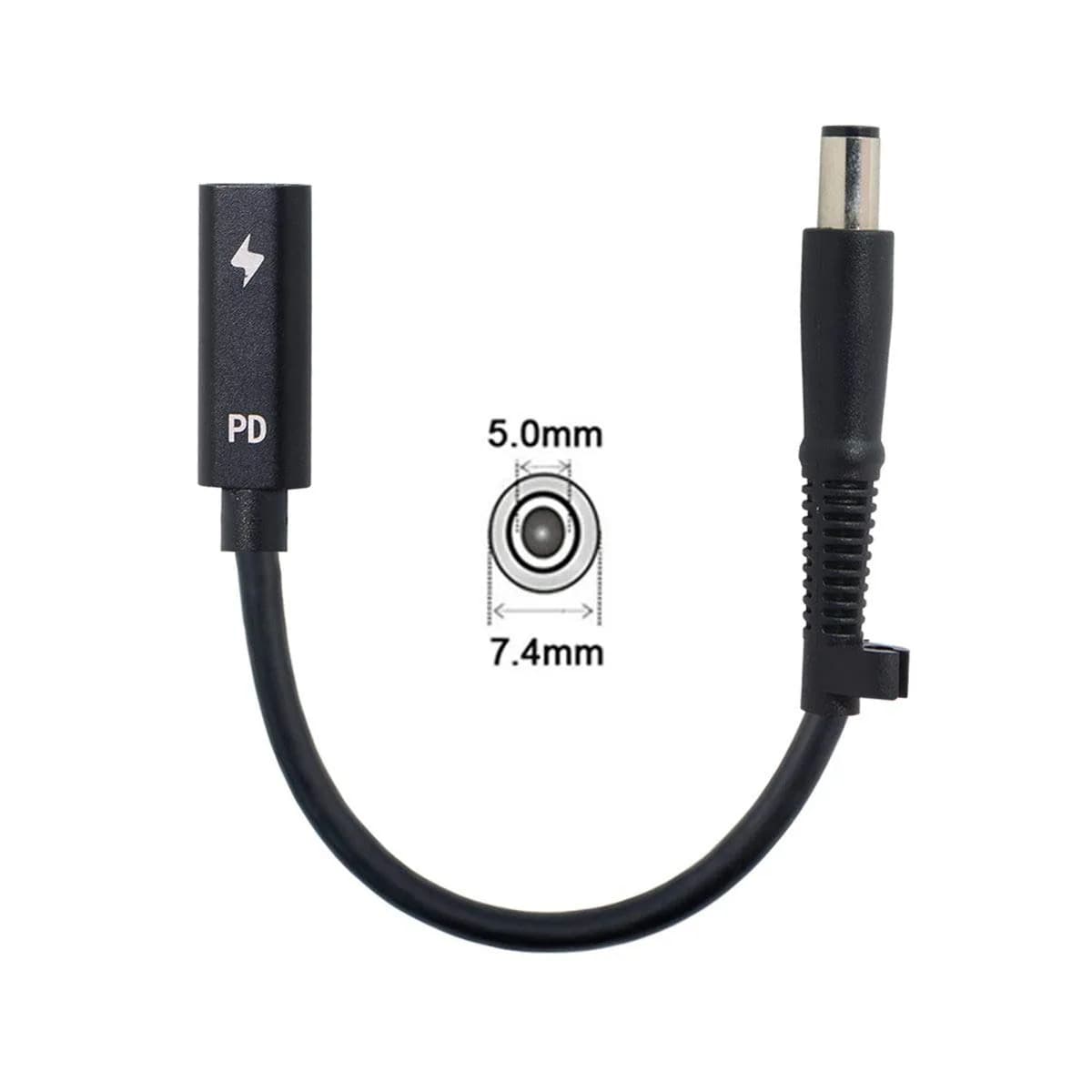 cablecc USB-C Female to DC 7.4x5.0mm PD Charge Cable 20cm (0.65ft) | Powers HP Laptops from USB-C Chargers - view 6