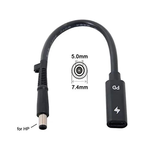 cablecc USB-C Female to DC 7.4x5.0mm PD Charge Cable 20cm (0.65ft) | Powers HP Laptops from USB-C Chargers thumbnail 2