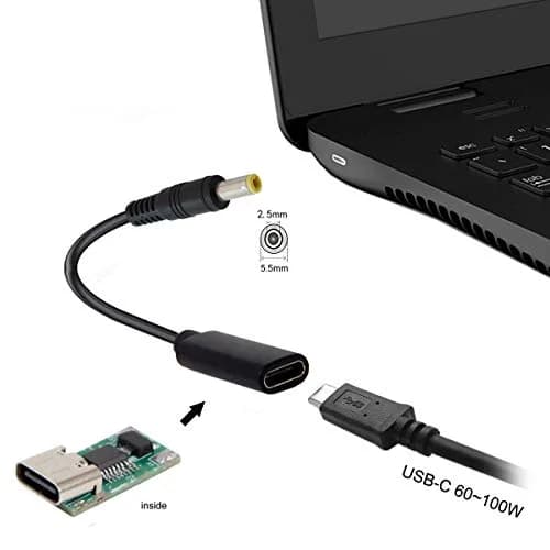 cablecc USB-C Female to DC 5.5x2.5mm PD Charge Cable 20cm (0.65ft) | Powers 18-20V Laptops from USB-C Charger thumbnail 6