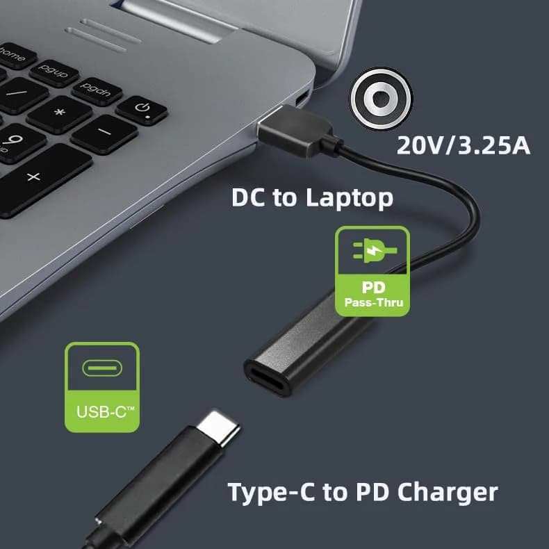 cablecc USB-C Female to DC 4.8x1.7mm PD Charge Cable 0.2m | 65W Power Delivery for HP Laptops - view 5