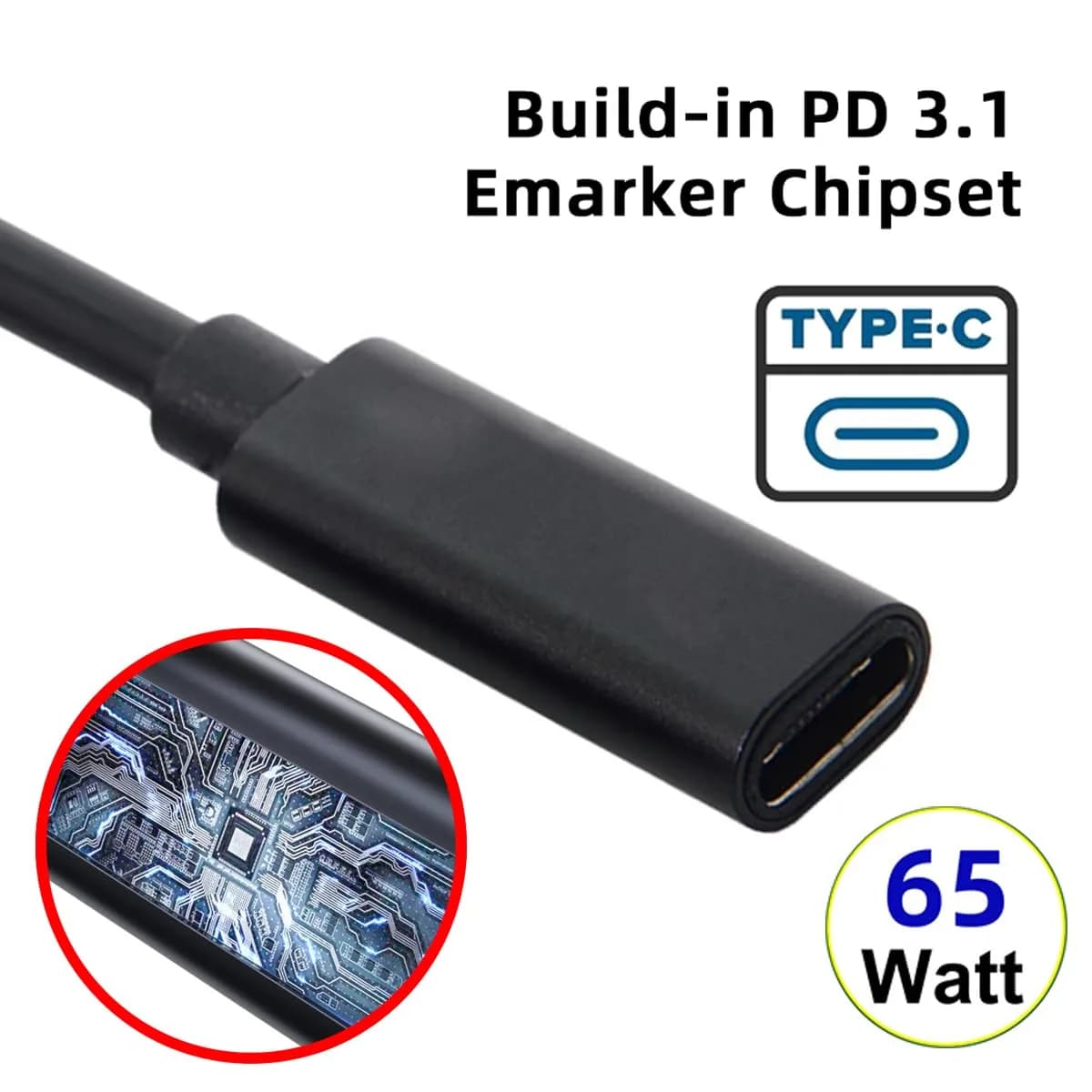 cablecc USB-C Female to DC 4.8x1.7mm PD Charge Cable 0.2m | 65W Power Delivery for HP Laptops - view 2