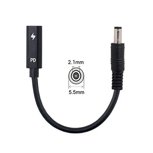 cablecc USB-C Female to DC 5.5x2.1mm PD Charge Cable 20cm (0.65ft) | Powers Laptops 18-20V thumbnail 3