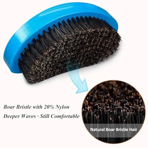 Aosina Medium Hard Wave Brush for Men | Curved Boar Bristle for 360 Waves thumbnail 5