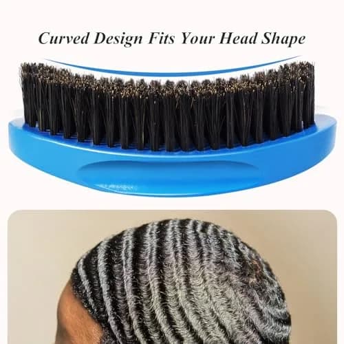 Aosina Medium Hard Wave Brush for Men | Curved Boar Bristle for 360 Waves thumbnail 6