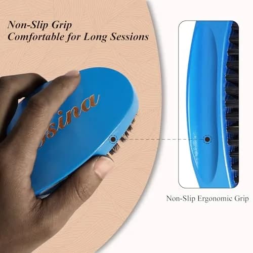 Aosina Medium Hard Wave Brush for Men | Curved Boar Bristle for 360 Waves thumbnail 7