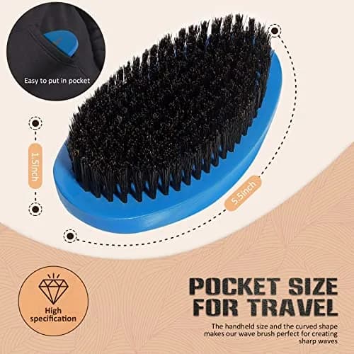 Aosina Medium Hard Wave Brush for Men | Curved Boar Bristle for 360 Waves thumbnail 8