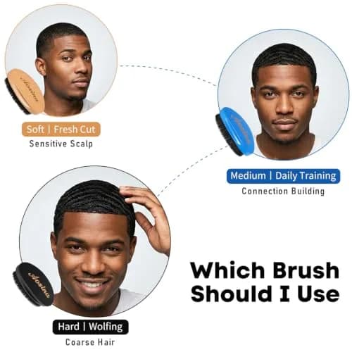 Aosina Medium Hard Wave Brush for Men | Curved Boar Bristle for 360 Waves thumbnail 4