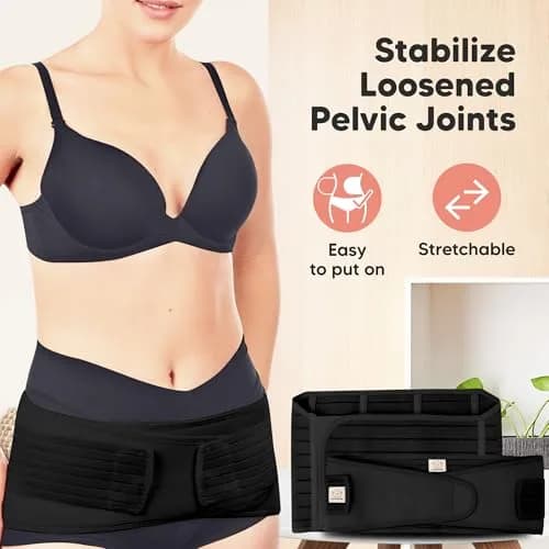 KeaBabies Revive 3-in-1 Postpartum Belly Support Recovery Wrap Band Midnight Black XL | Supports Core & Pelvis thumbnail 7