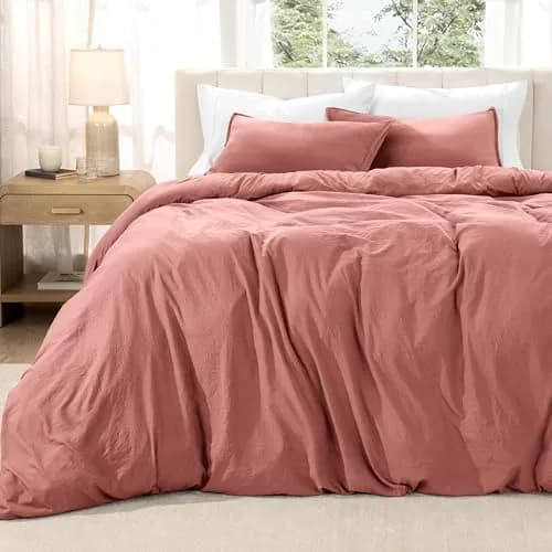 Bare Home Washed Duvet Cover Set 1800 Ultra-Soft (Twin/Twin XL, Dusty Rose) | Premium Microfiber Bedding thumbnail 1