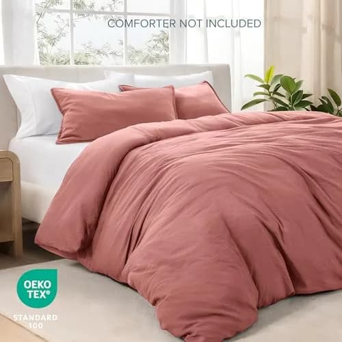 Bare Home Washed Duvet Cover Set 1800 Ultra-Soft (Twin/Twin XL, Dusty Rose) | Premium Microfiber Bedding thumbnail 4
